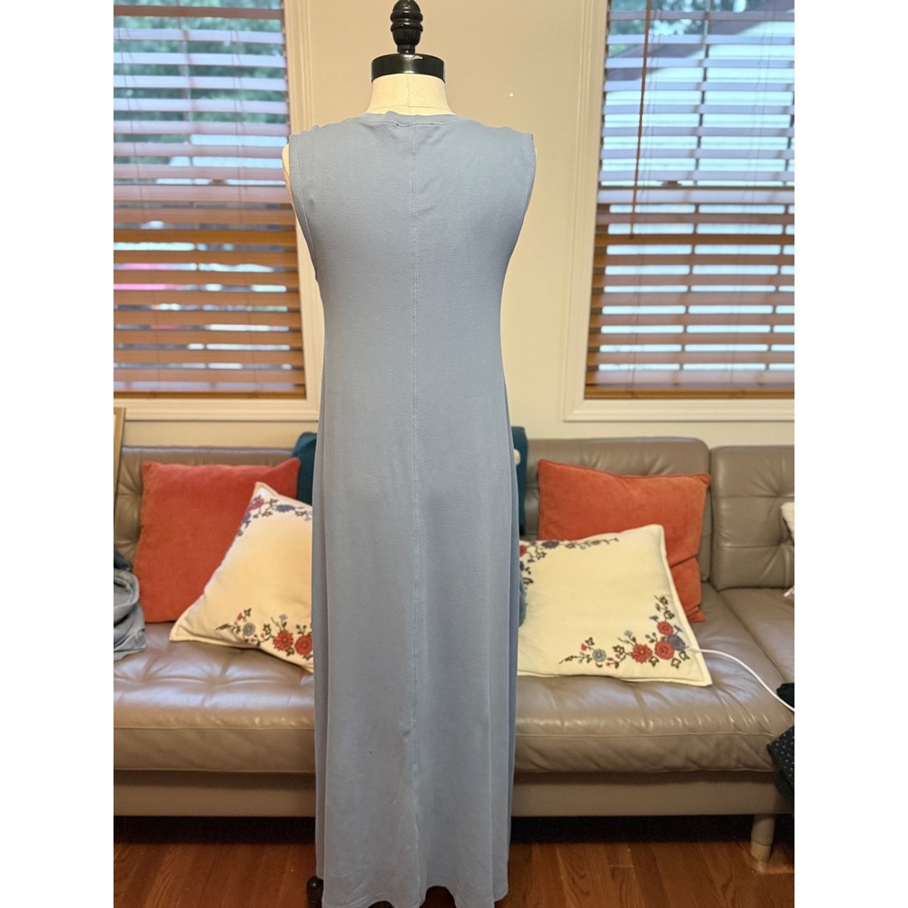 Parni Womens Light Blue Ribbed Sleeveless Maxi Dress Size S Crew Neck Seam - Picture 4 of 6